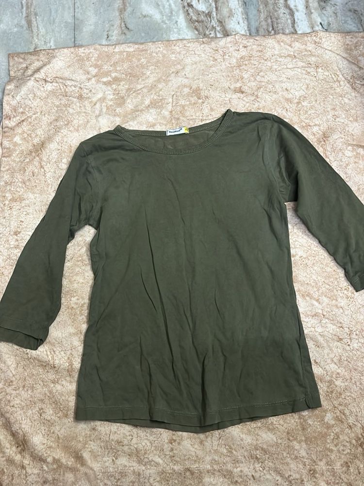 Olive Green Long Sleeve Top