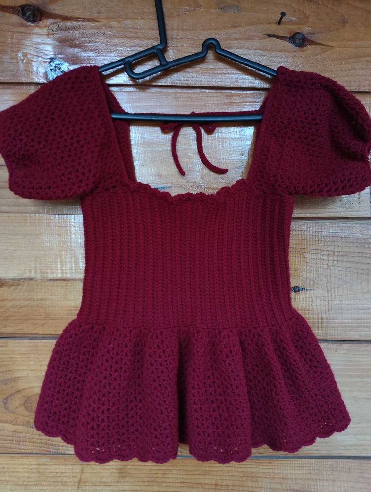 Handmade Crocheted Peplum Top