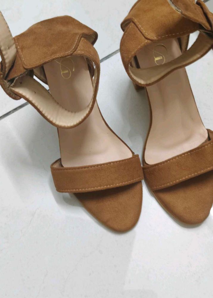 Stylish Suede Brown Heels
