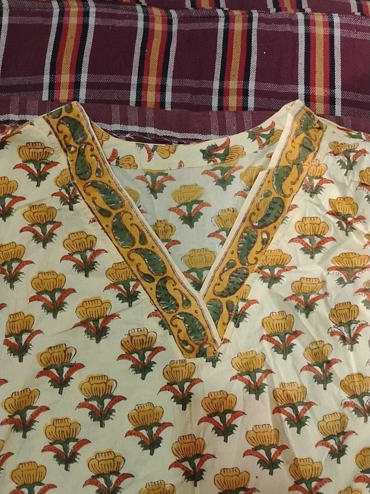 Stunning Yellow Kurta With Flower Print