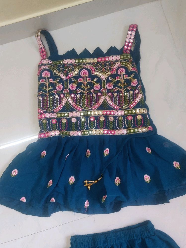 Embroidered Blue Top &amp; Shorts Set