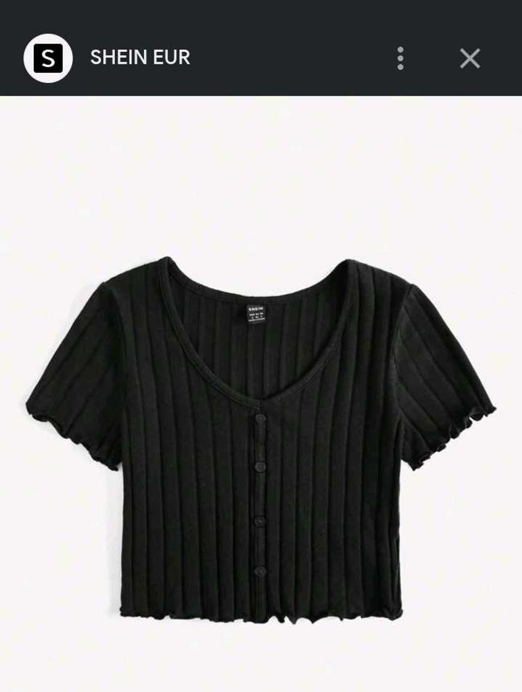 Black Ribbed Button-Up Cropped Top