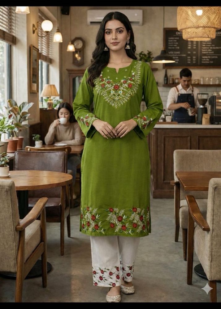 Green Embroidered Co-ord Set