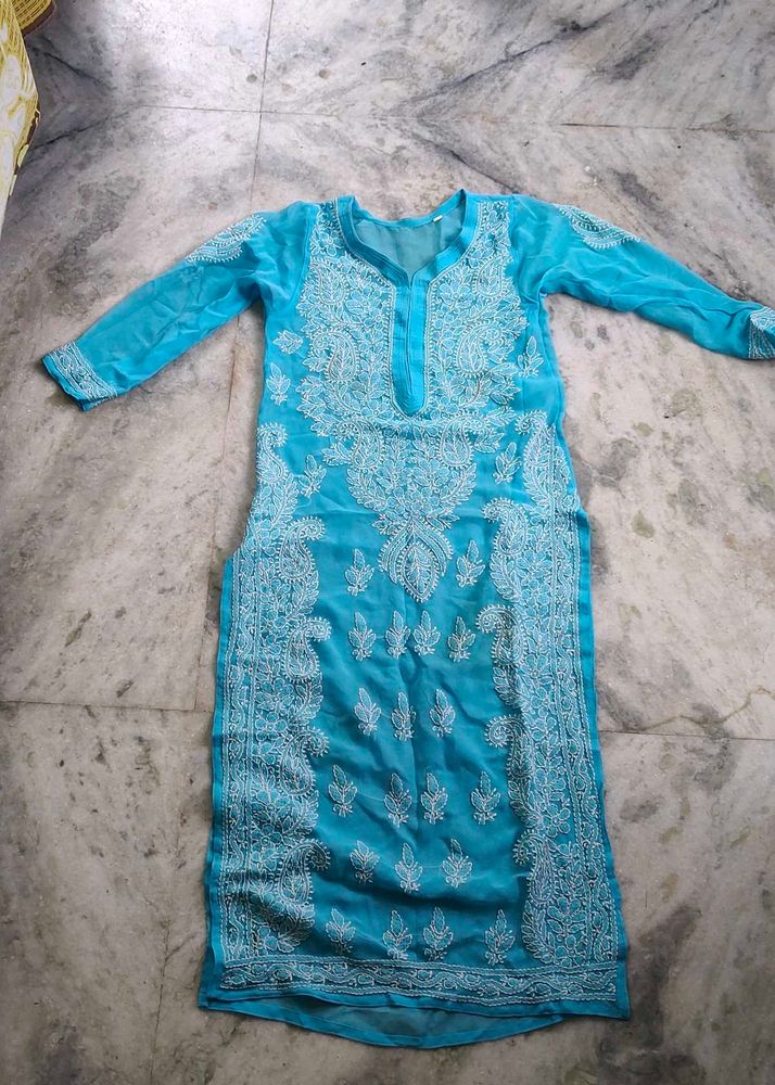 Elegant Blue Chikankari Kurta