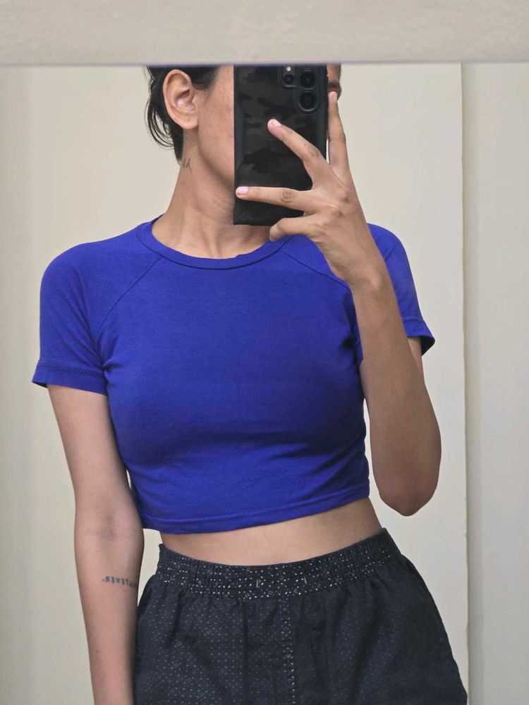Vibrant Blue Cropped T-Shirt