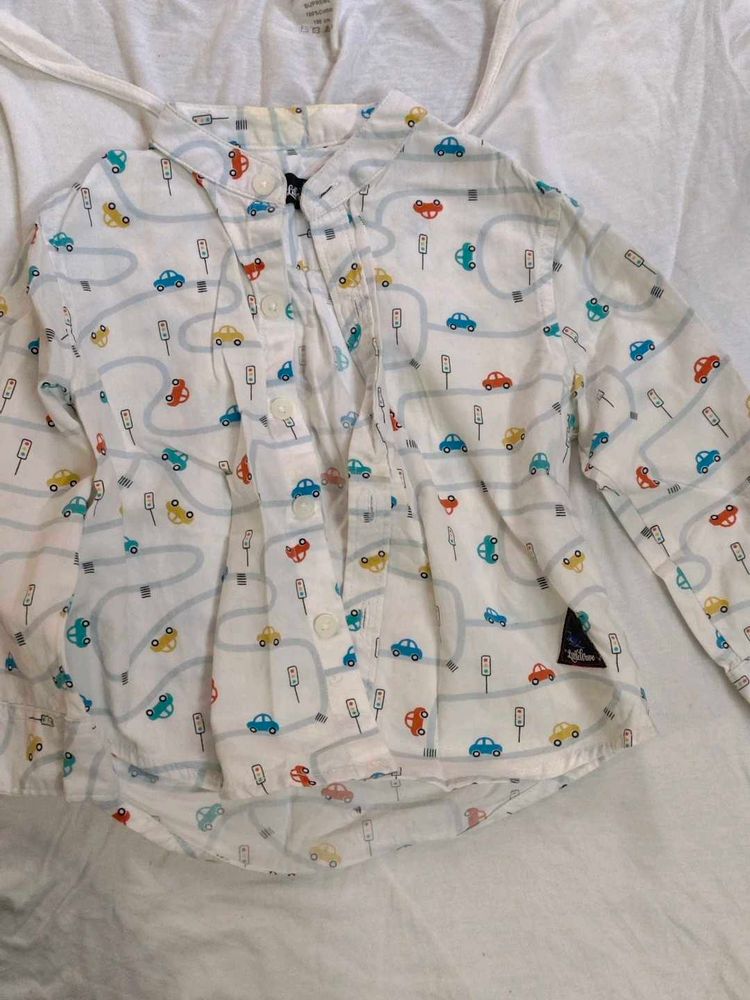 Cute Car Print Long Sleeve Shirt