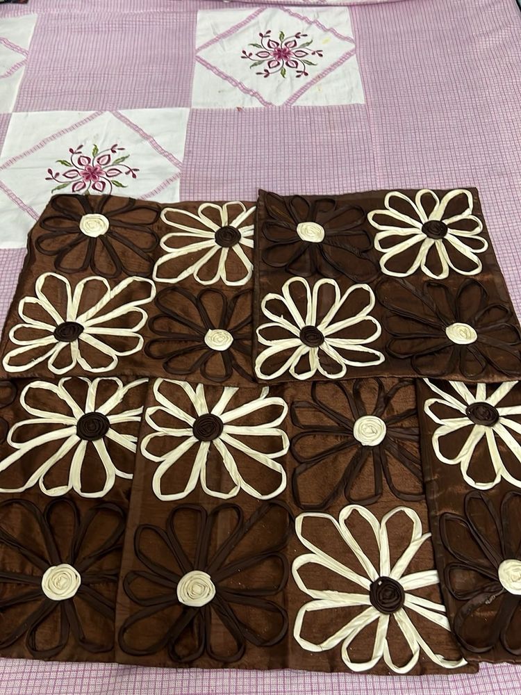 Floral Applique Pillow Covers - Set of 5