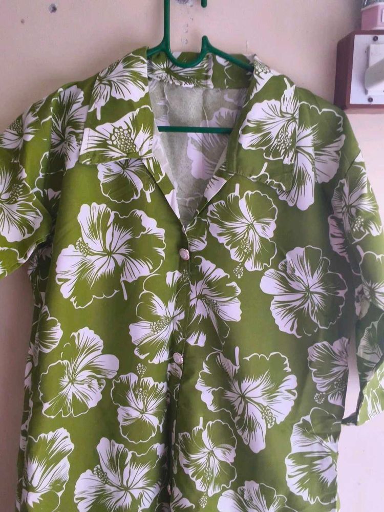 Green Floral Print Shirt