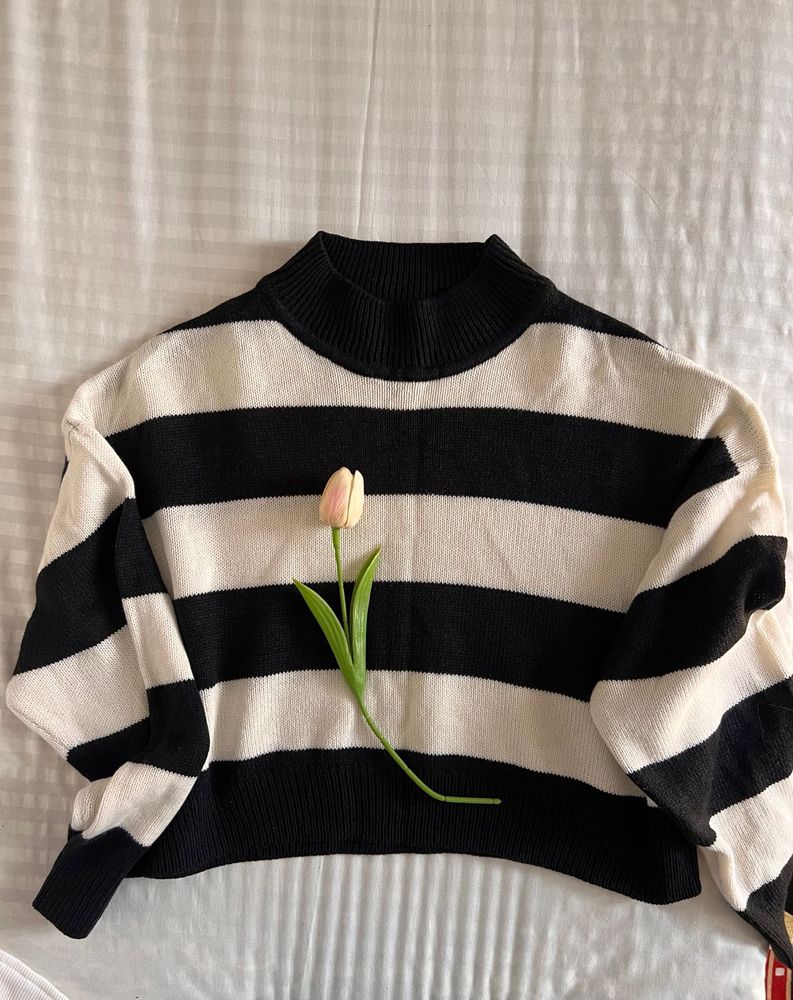 Striped Knit Pullover Sweater