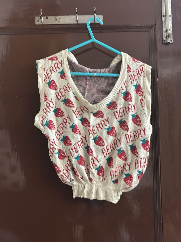 Berry Cute Cropped Knit Vest