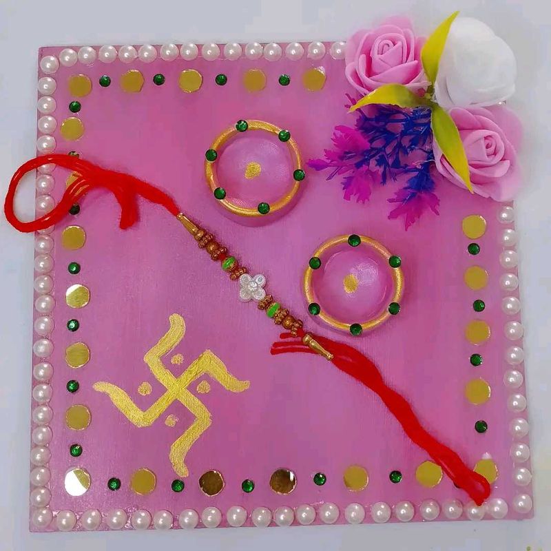 Decorative Rakhi Thali with Diya