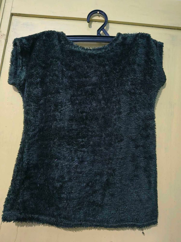 Cozy Fuzzy Short Sleeve Top