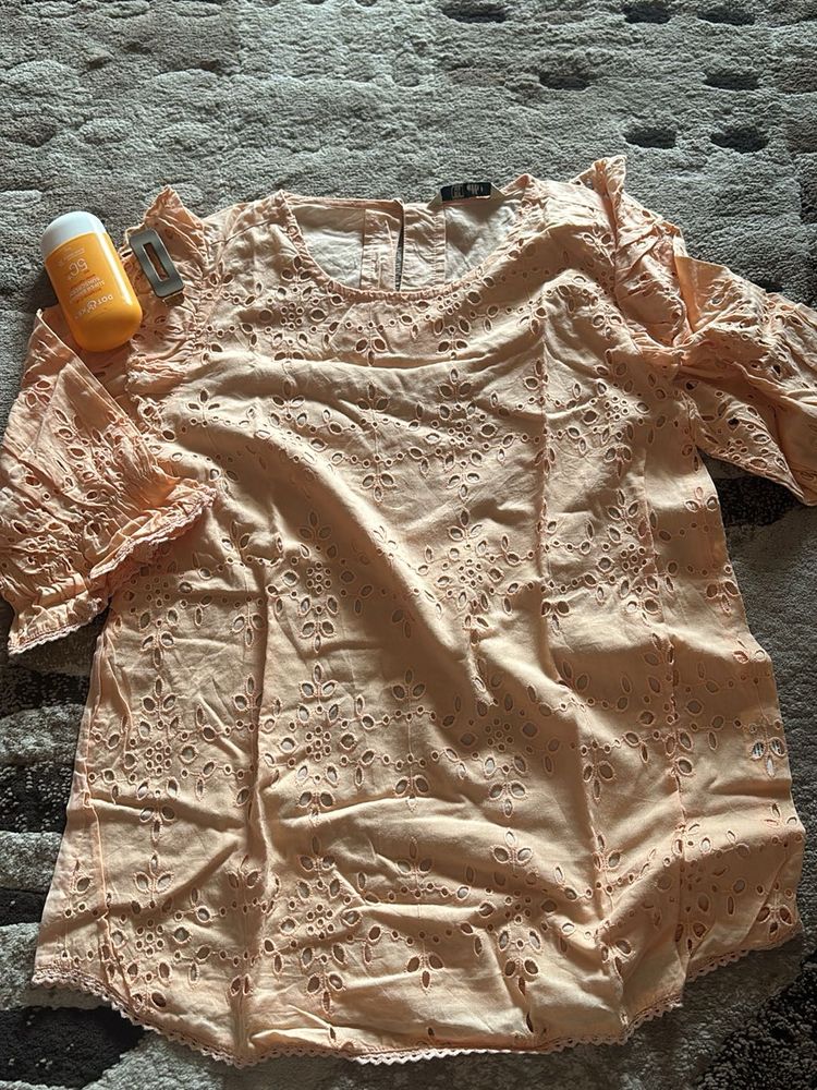 DNMX Embroidered Peachy Pink Top