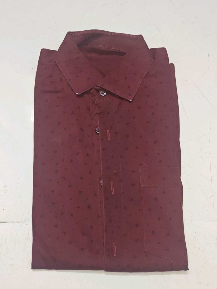 Maroon Printed Men's Shirt