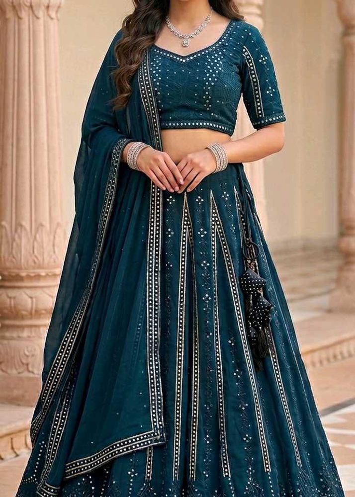 Teal Embellished Lehenga set