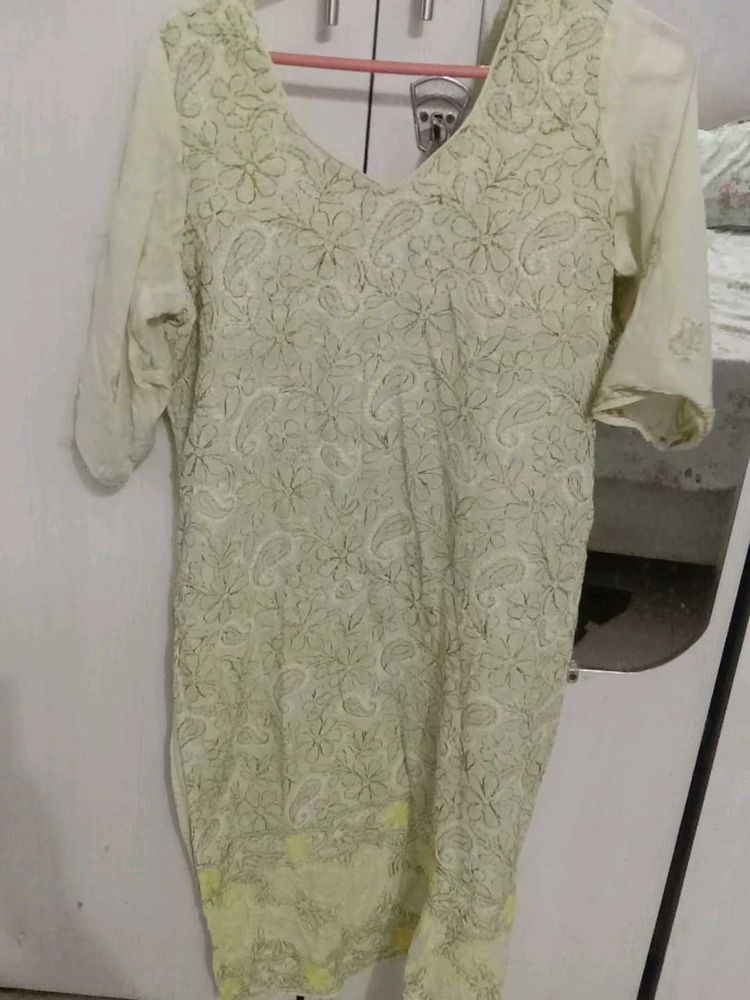 Light Yellow Embroidered Kurta with shalwar