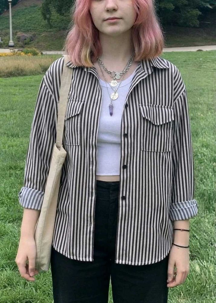 New with tag Striped Button-Up Shirt Pocket