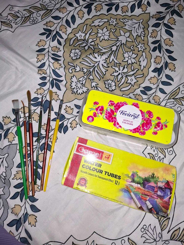 Water &amp; Acrylic Colors(6 free paint brush)