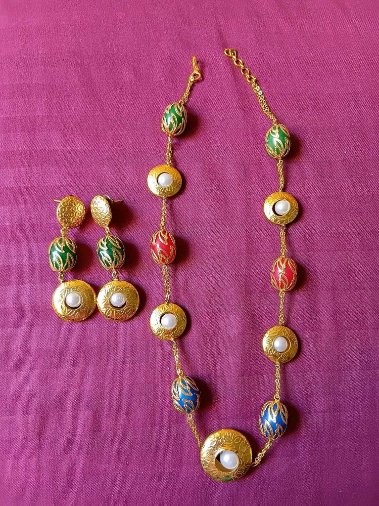 Boho Beaded Necklace &amp; Earring Set