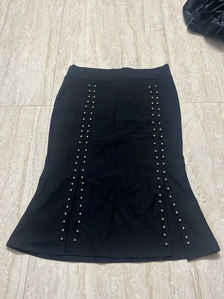 Black Studded Mermaid Skirt