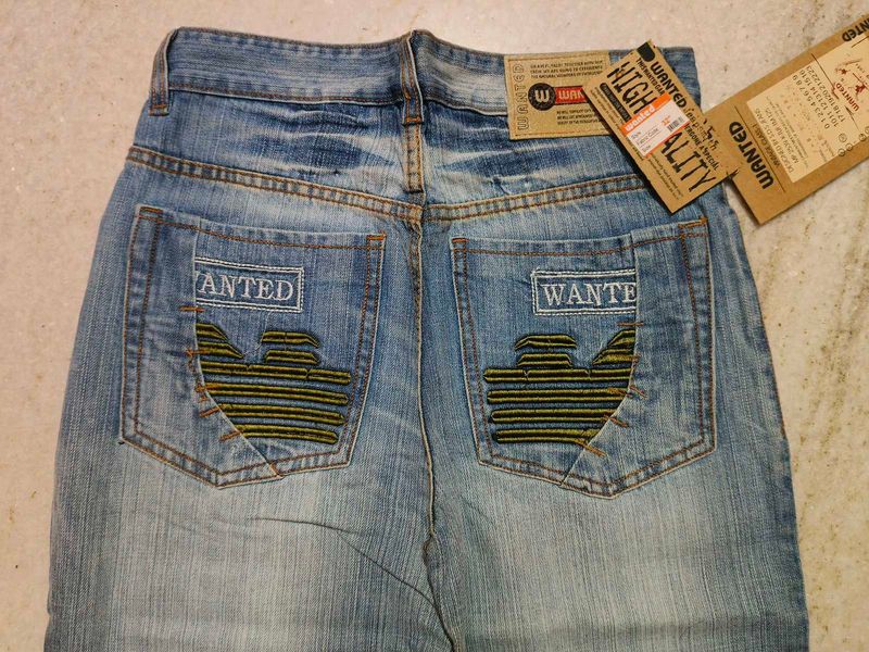 Vintage Blue Baggy Embroidered Back Pockets