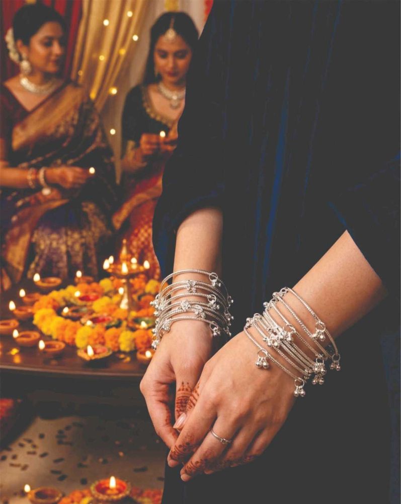 Elegant Silver Bangles with Bells