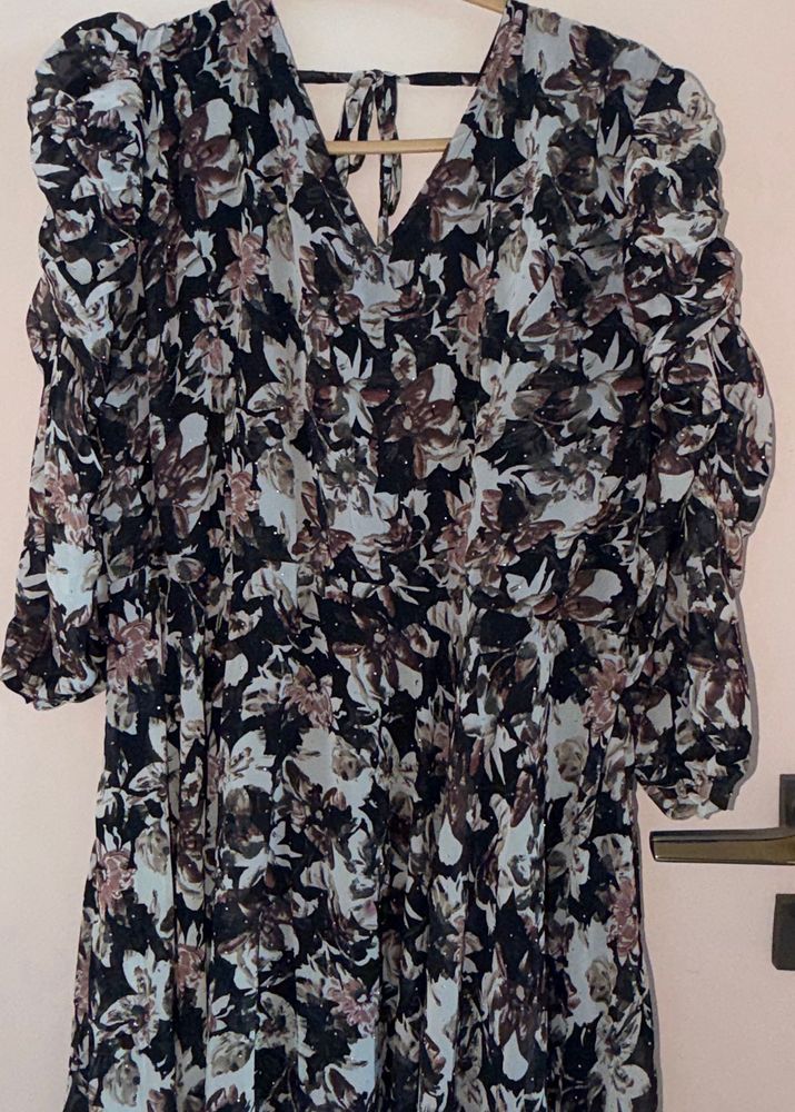 Floral Print Puff Sleeve Dress