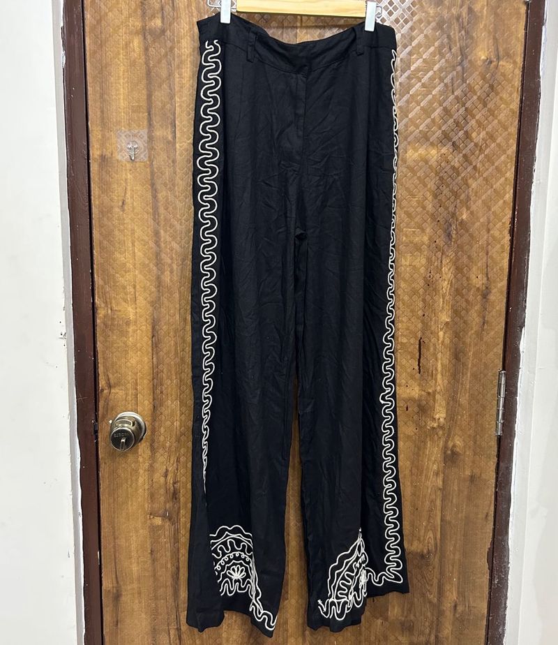 Embroidered Black Palazzo Pants(Brand new )