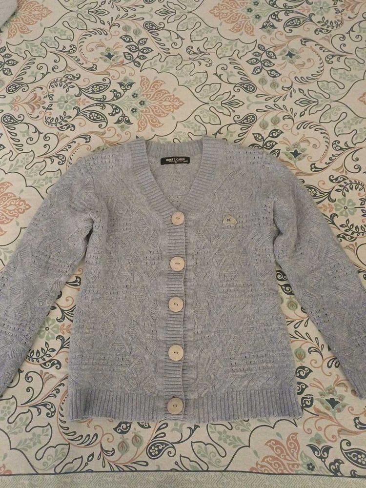 Chic Grey Button-Up Cardigan