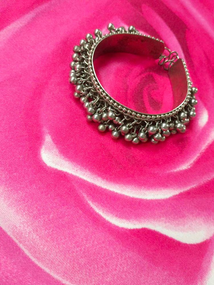 Oxidized Silver Anklet with Bells