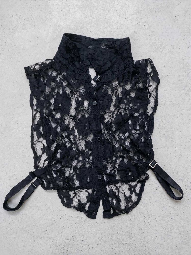 Black Lace Collared Blouse Insert