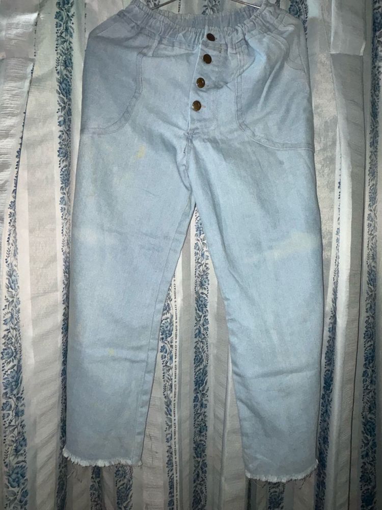 Light Blue Button Fly Jeans