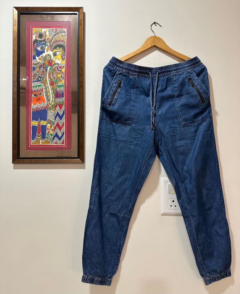 FOREVER21 Blue Denim Jogger Pants