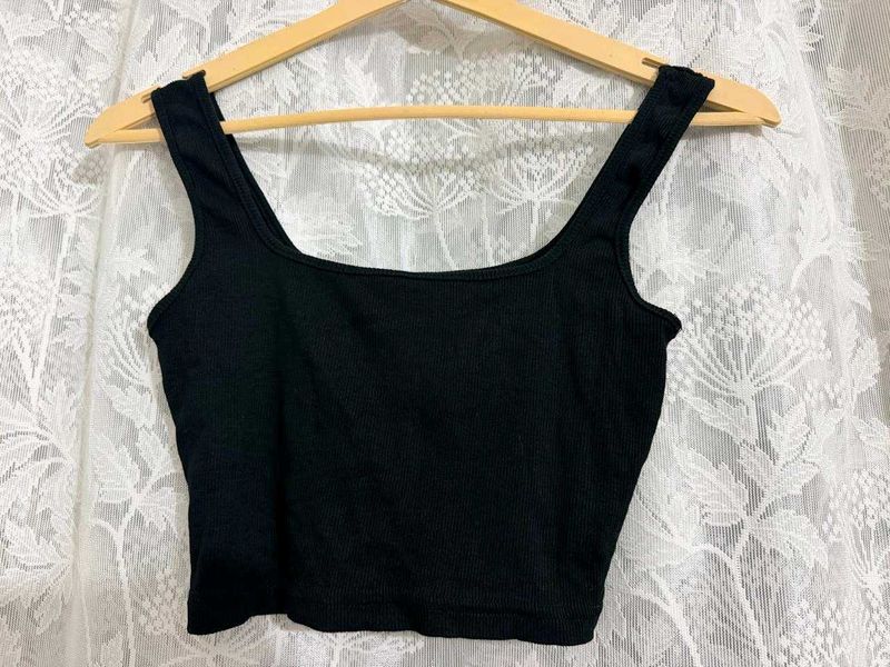 AAHWAN Ribbed Square Neck Crop Top