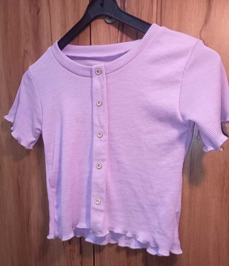 Lilac Ribbed Body Fit Top