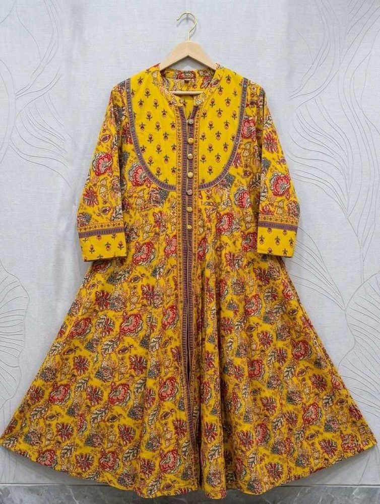 Yellow Floral Anarkali Kurta