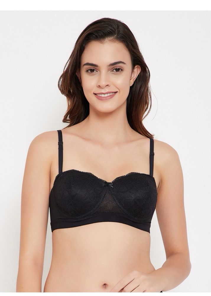 Clovia Women Balconette Lightly Padded Bra (Black)
