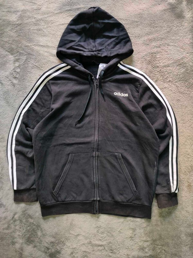 Adidas Zip-Up Hoodie with 3 Stripes