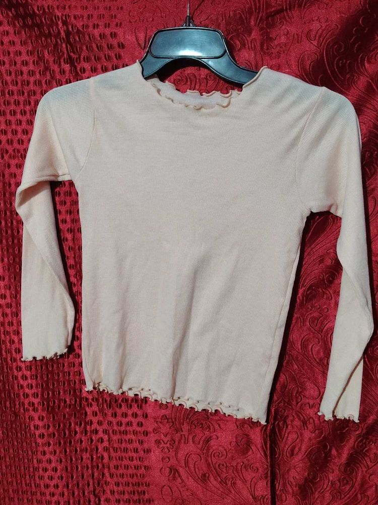 Chic Long Sleeve Top with Ruffle Trim