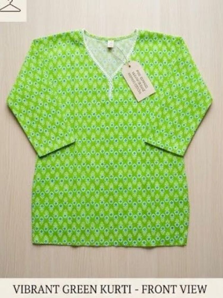 Vibrant Green Printed Kurti