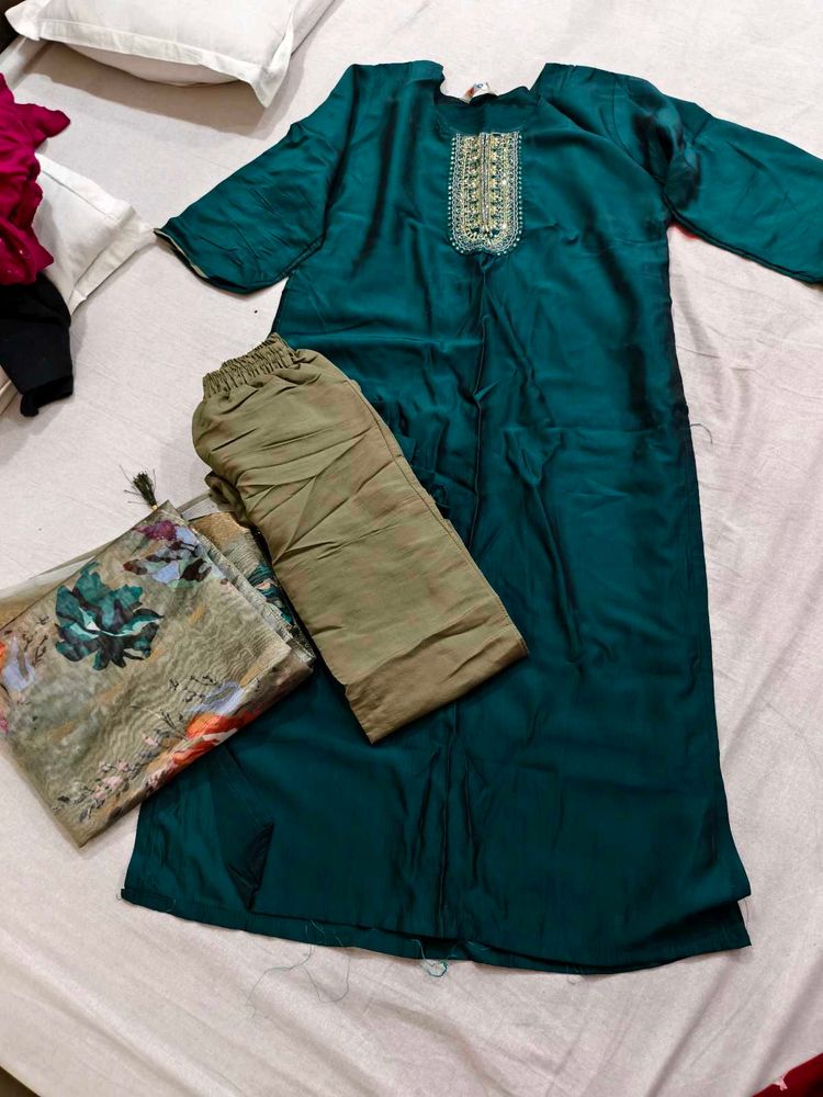 Elegant Teal Kurta Set with Dupatta