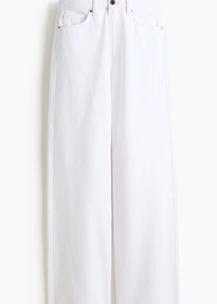H&amp;M-White Slim fit Mom high ankle jeans