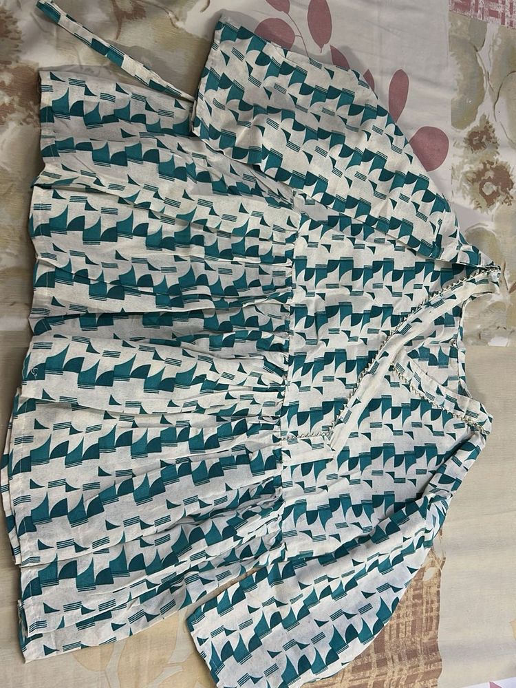 Green Geometric Print Kurta