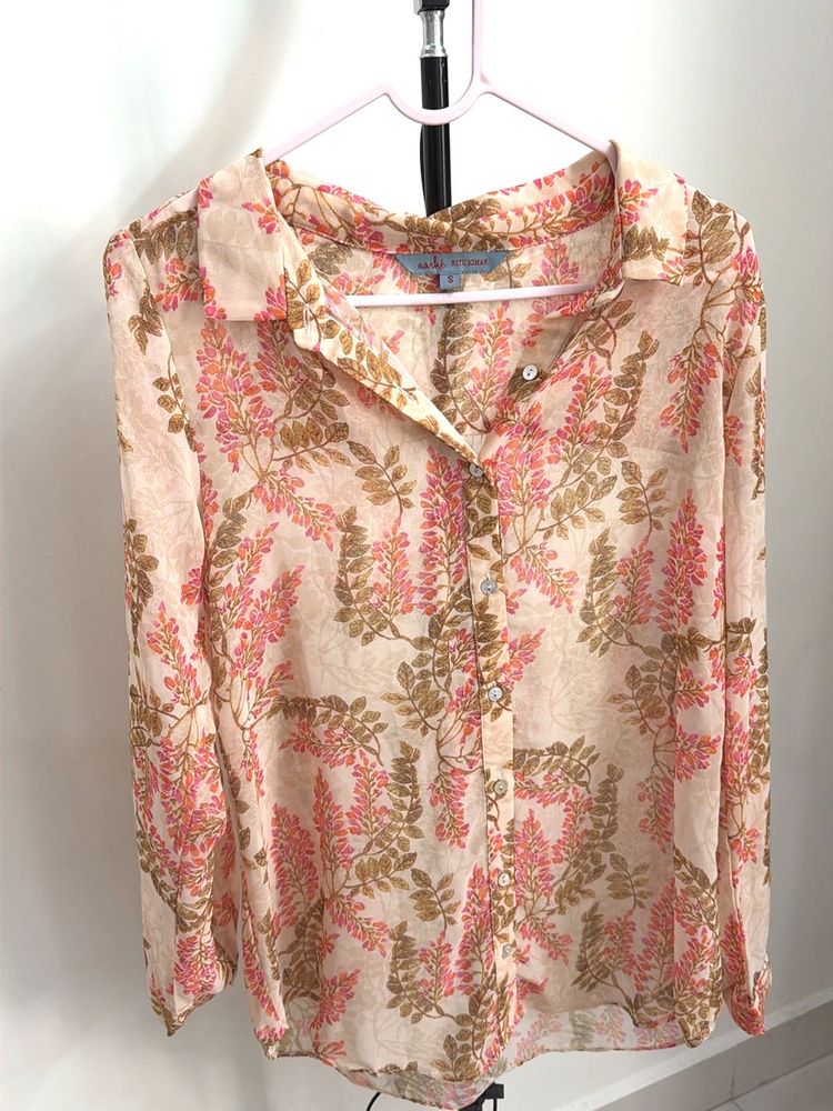 Sheer Floral Print Blouse