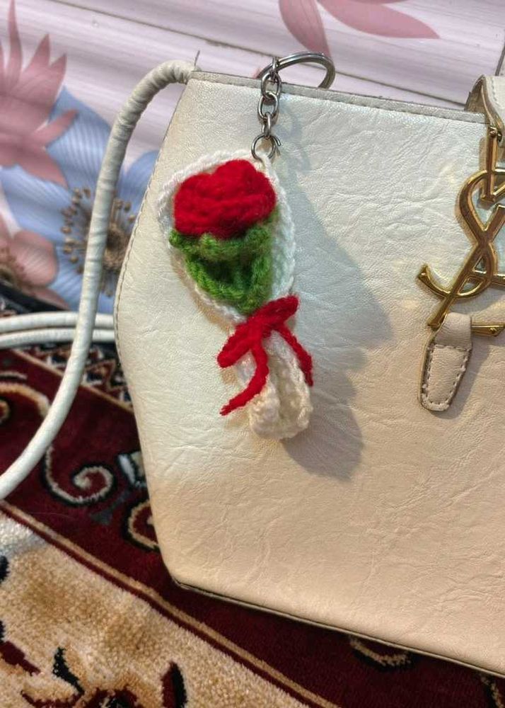 Crocheted Flower Bouquet Keychain