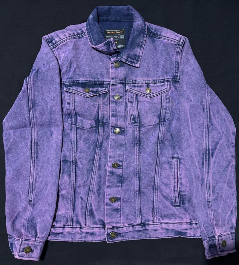 Purple Denim Jacket with Flap Pockets