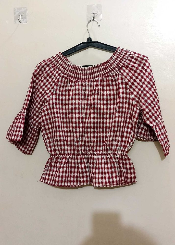 Red &amp; White Gingham Top