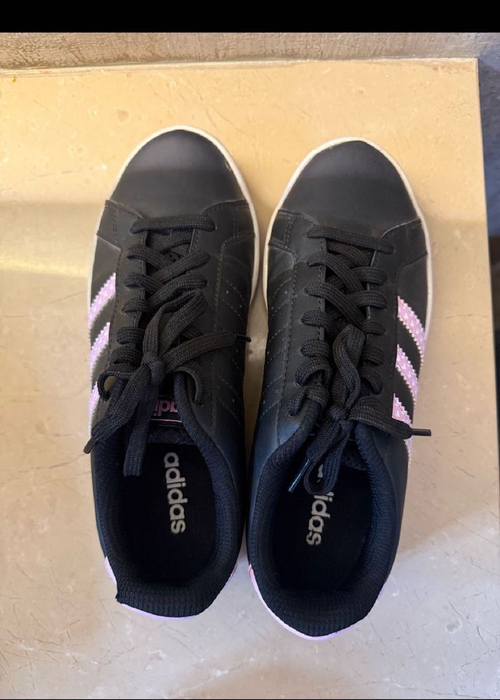 Adidas Black &amp; Pink Striped Sneakers