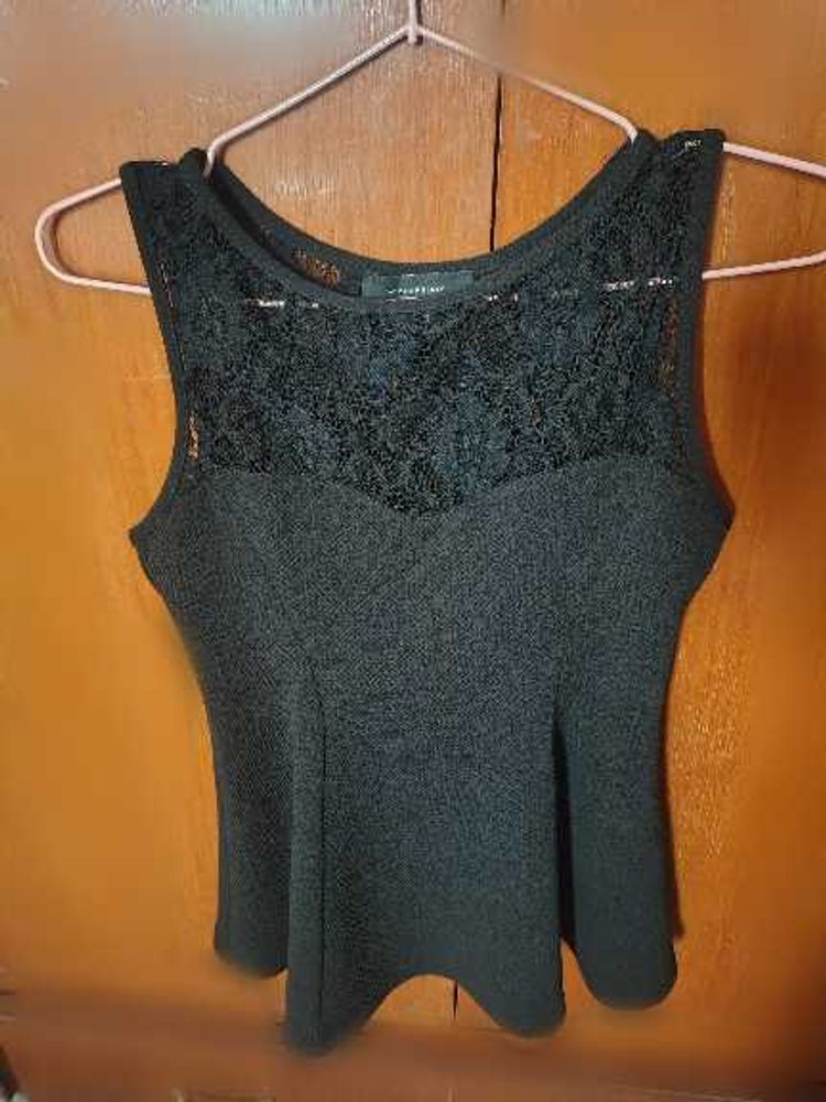 Chic Black Lace Peplum Top