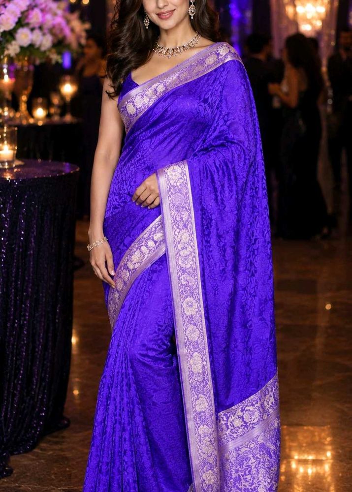 Royal Blue Silk Saree with gold Border